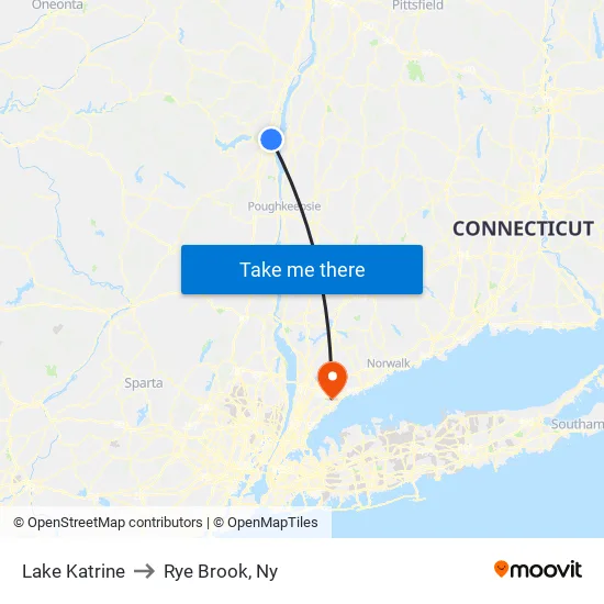 Lake Katrine to Rye Brook, Ny map