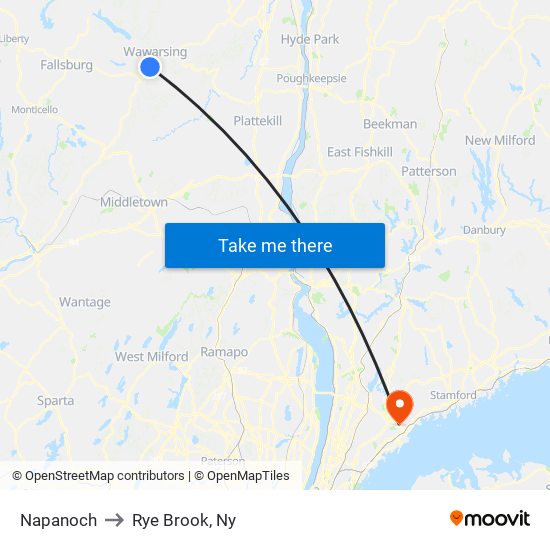 Napanoch to Rye Brook, Ny map