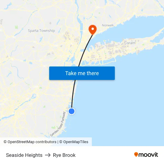 Seaside Heights to Rye Brook map