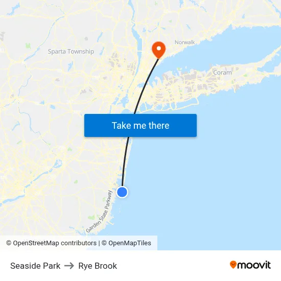 Seaside Park to Rye Brook map