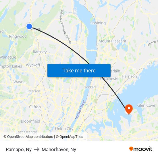 Ramapo, Ny to Manorhaven, Ny map