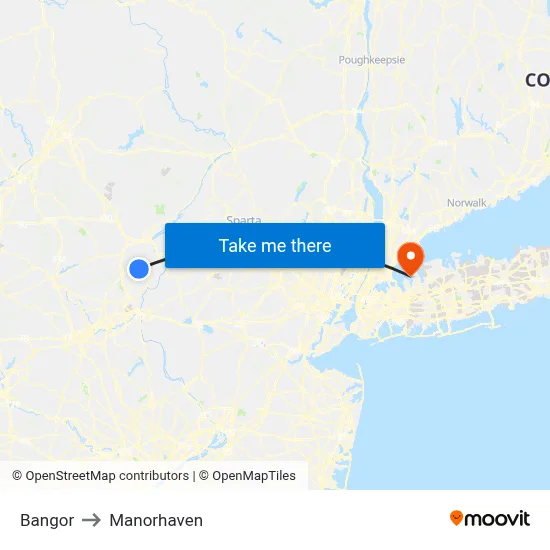 Bangor to Manorhaven map