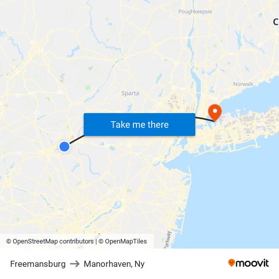 Freemansburg to Manorhaven, Ny map