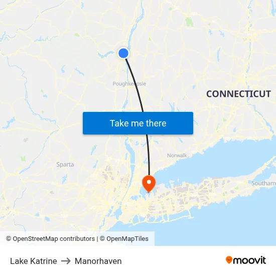 Lake Katrine to Manorhaven map