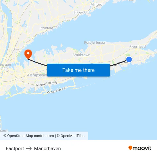 Eastport to Manorhaven map