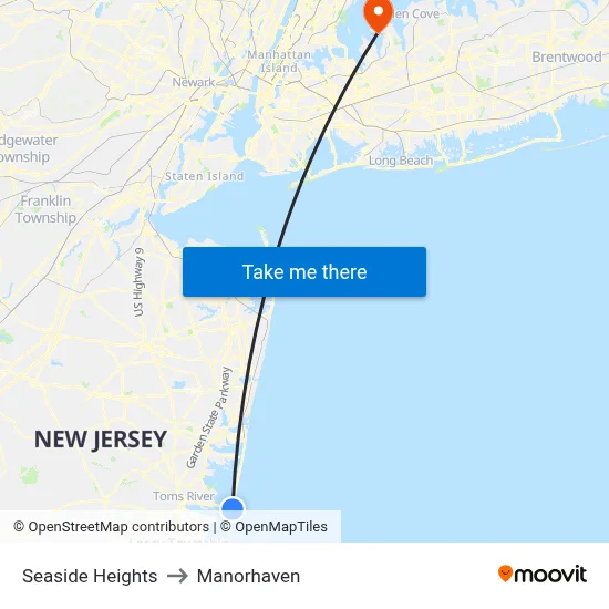 Seaside Heights to Manorhaven map