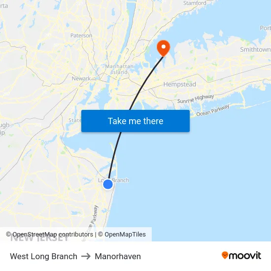 West Long Branch to Manorhaven map