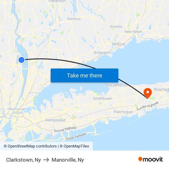 Clarkstown, Ny to Manorville, Ny map