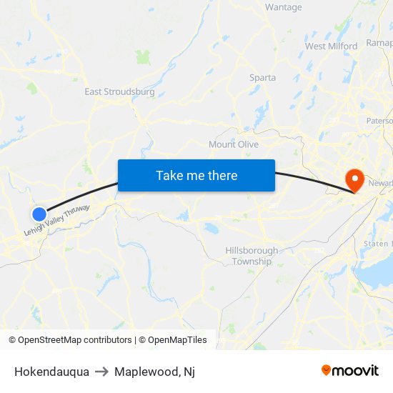 Hokendauqua to Maplewood, Nj map