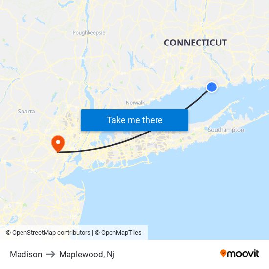 Madison to Maplewood, Nj map