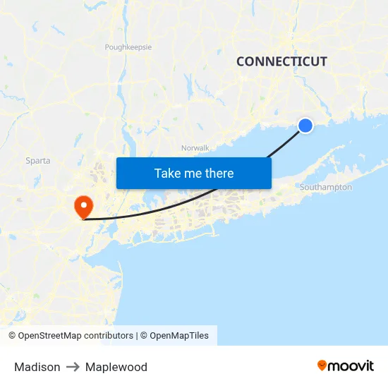 Madison to Maplewood map