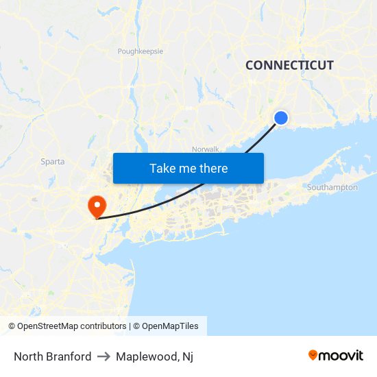 North Branford to Maplewood, Nj map