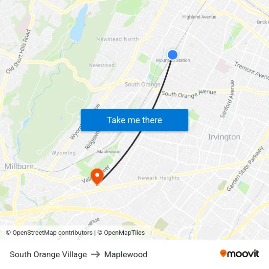 South Orange Village to Maplewood map