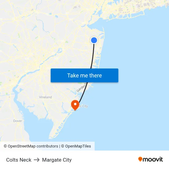 Colts Neck, Nj to Margate City map