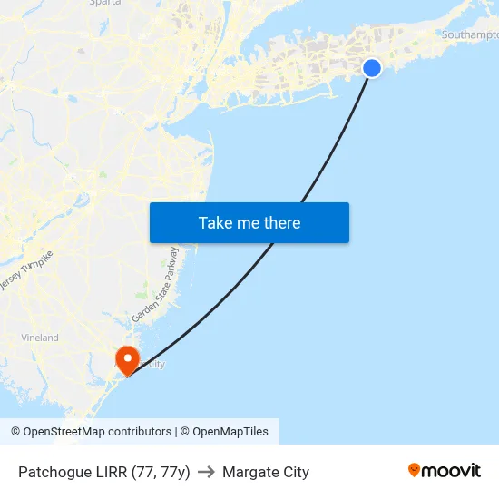 Patchogue LIRR (77, 77y) to Margate City map