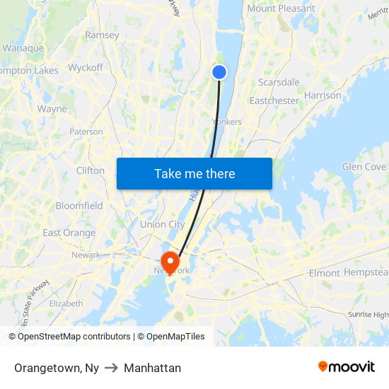 Orangetown, Ny to Manhattan map