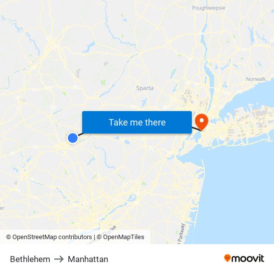 Bethlehem to Manhattan map