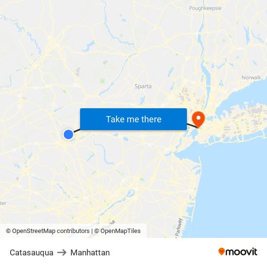 Catasauqua to Manhattan map