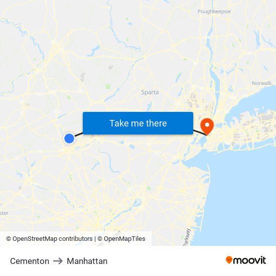 Cementon to Manhattan map