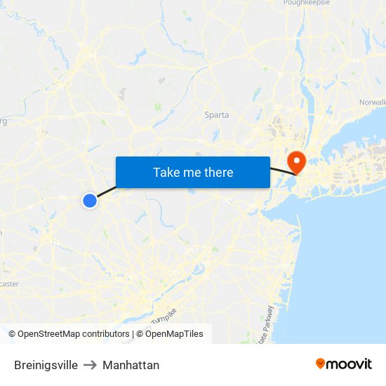 Breinigsville to Manhattan map