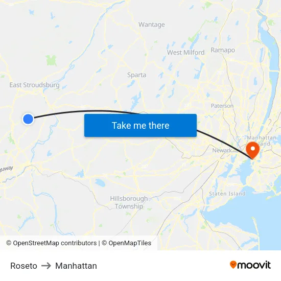 Roseto to Manhattan map