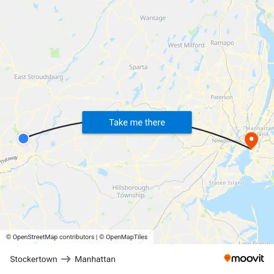 Stockertown to Manhattan map