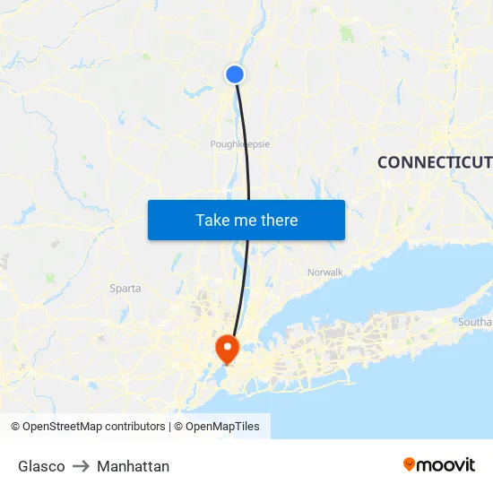 Glasco to Manhattan map