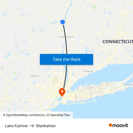 Lake Katrine to Manhattan map