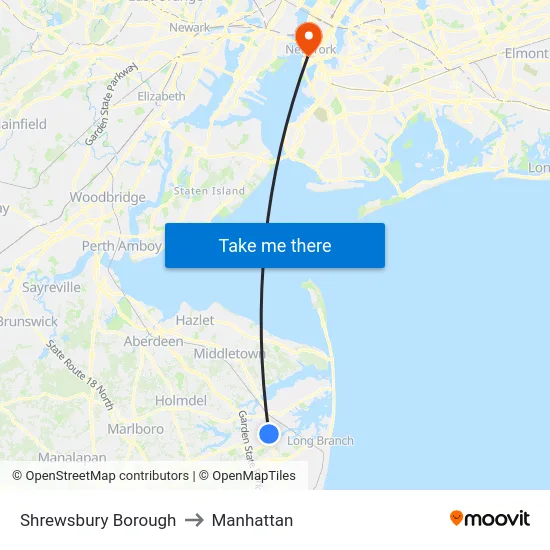 Shrewsbury Borough to Manhattan map