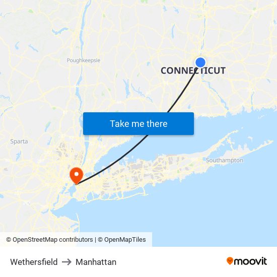 Wethersfield to Manhattan map