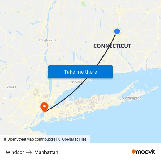 Windsor to Manhattan map