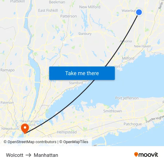Wolcott to Manhattan map