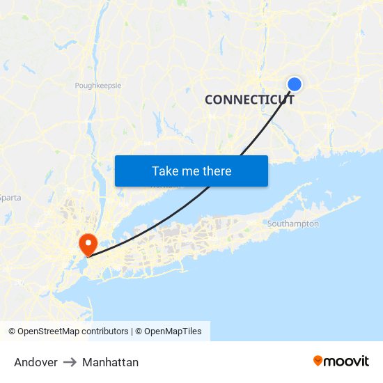 Andover to Manhattan map