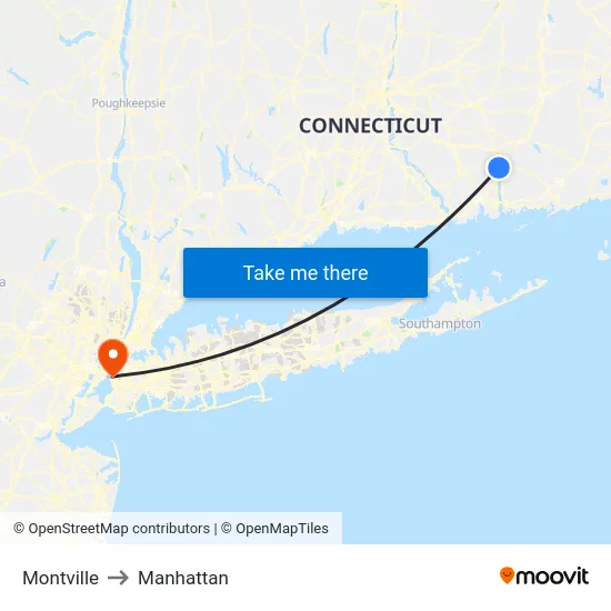 Montville to Manhattan map