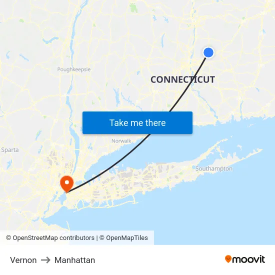 Vernon to Manhattan map