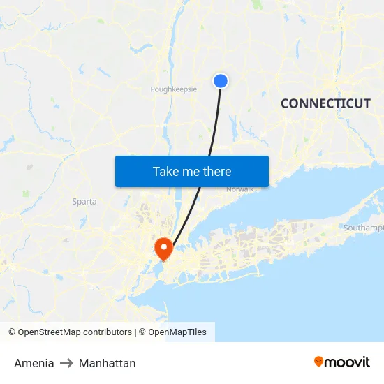 Amenia to Manhattan map