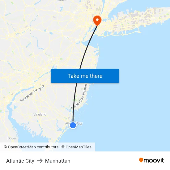 Atlantic City to Manhattan map