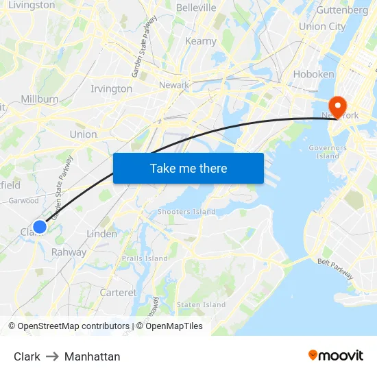 Clark to Manhattan map