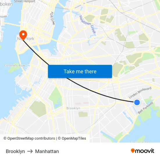 Brooklyn to Manhattan map
