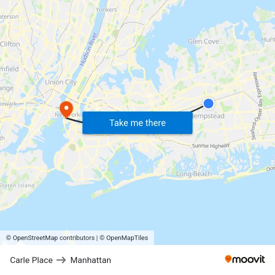Carle Place to Manhattan map