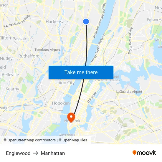 Englewood to Manhattan map