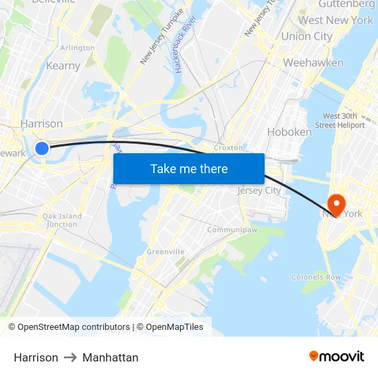 Harrison to Manhattan map