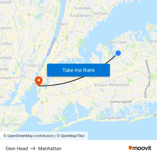 Glen Head to Manhattan map