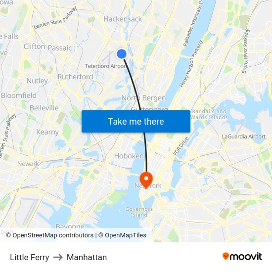 Little Ferry to Manhattan map