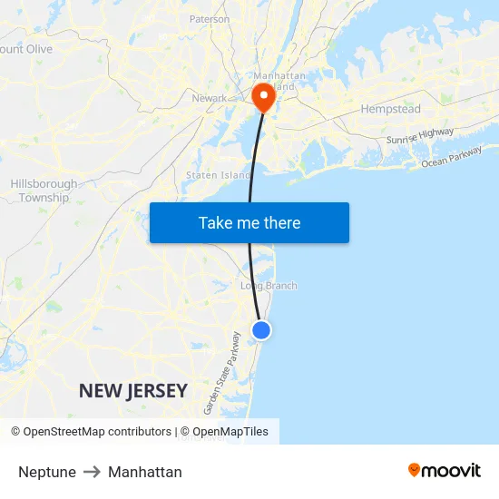 Neptune to Manhattan map