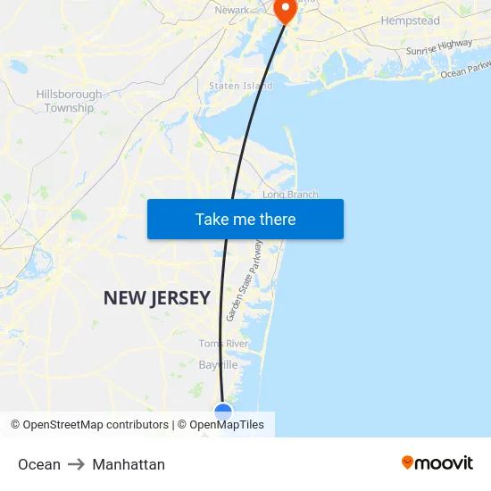 Ocean to Manhattan map