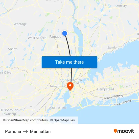 Pomona to Manhattan map