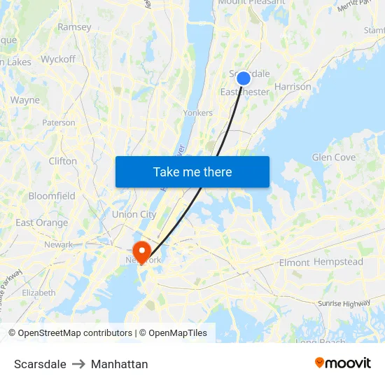 Scarsdale to Manhattan map