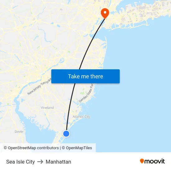 Sea Isle City to Manhattan map