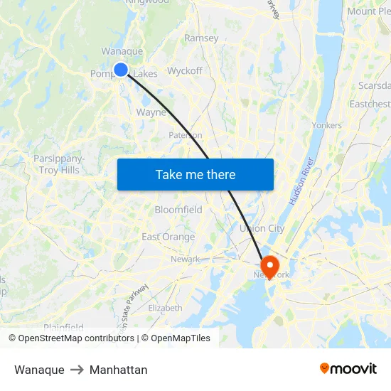 Wanaque to Manhattan map